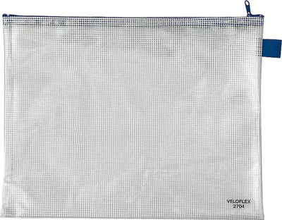Image de Veloflex® 2704 000 Pochettes zippées - transparent/bleu, A4, 355 x 270 mm