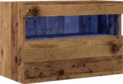 Produktbild von vidaXL TV-Wandschrank mit LED Altholz 60 x 30 x 40 cm Holzwerkstoff