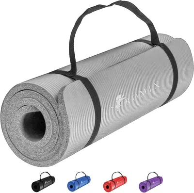 Image de Tapis de yoga de 10 mm d'épaisseur, antidérapant, dimensions 180x60 cm, avec sac de transport et sangle, idéal pour l'entraînement à domicile