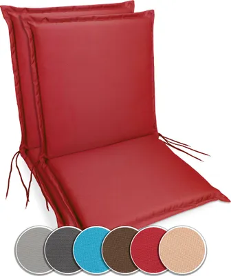Produktbild von sunnypillow 2er Set Gartenstuhlauflagen  100 x 50  extra dick 9cm  Niedriglehner Auflagen waschbar wasserdicht  Polsterauflagen Outdoor Stuhlauflagen Polster Sitzkissen Gartenstuhl  Rot