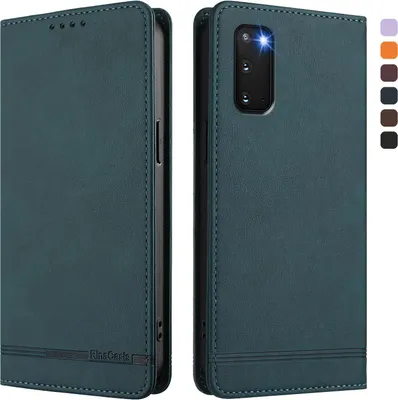 Produktbild von Hülle für Samsung Galaxy S20 5G, Retro Kunstleder Ständer Klapphülle mit Kartenfächer und Magnetische Grün