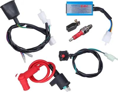 Imagen del producto de Kit de cableado para bobina de encendido, CDI y bujía, compatible con ATVs y motocross de 50cc, 70cc, 110cc, 125cc, 140cc y 150cc