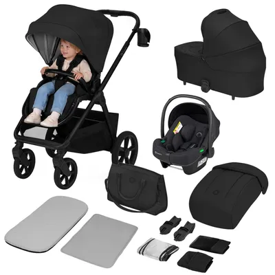Produktbild von Lionelo Kinderwagen Carmine 3in1 mit Autositz i-Size, Babywanne & Buggy, GravelTech Räder, Federung, UPF50+ Schwarz