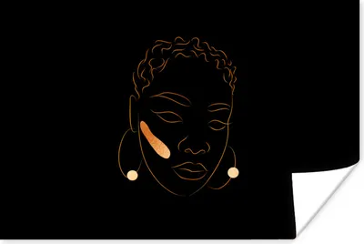 Produktbild von MuchoWow® Poster Frau - Gold - Strichzeichnung 60x40 cm - Schlafzimmerdekoration
