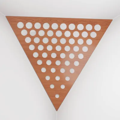 Produktbild von 2er-Pack – Deckenecken-Bassfalle "Triangle-F" | Pyramidenförmiger Akustikschaum mit laminierter HDF-Platte und Stoff [ROUNDS -Kirschbaum|Weiß]