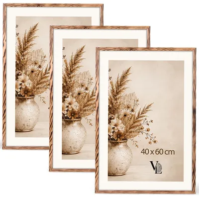 Produktbild von Velora H&L 3er Set Bilderrahmen 40 x 60 cm geflammt - Echtholzrahmen mit Acrylglas, Foto- & Posterrahmen für Fotos, Poster, Puzzle & Urkunden