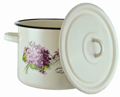 Produktbild von Epewex Emaille-Topf mit Deckel, 4,5L, Blumenmuster