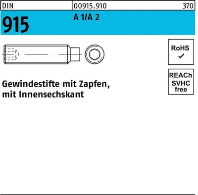 Produktbild von Reyher  915 V2a Gewindestifte 10x45 mit Zapfen (50 Stück)
