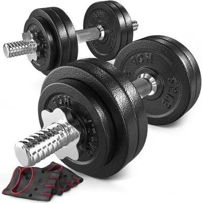 Productafbeelding van Halter Set - Gewichten Set - Kracht Training - Verstelbaar Gietijzer - 30 kg - Zwart