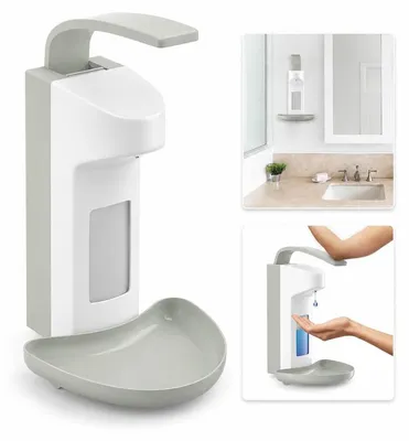 Produktbild von Manueller Seifenspender 500 ml zur Wandmontage, Ellenbogen-Drücker, bohrfrei, ABS Seifenspender für Flüssigseife & Desinfektionsmittel
