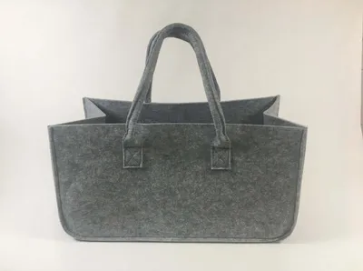 Produktbild von Tasche für Kaminholz aus hellgrauem Filz 50x25x26cm