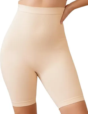 Obrázok produktu pre Dámske tvarovacie šortky z nylonu s vysokým pásom, veľkosť XS/S, elastické športové šortky so silikónovým pásom - SHAPEFY Beige
