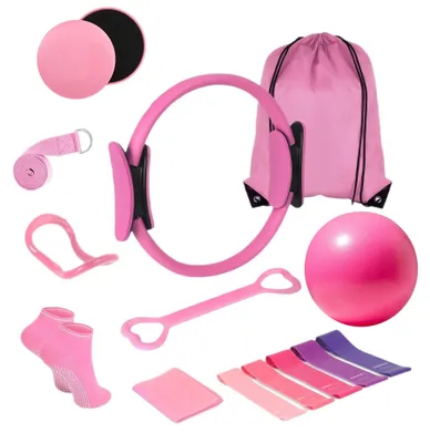 Obrázek produktu pro Pilates set 14 dílů - Kruh na cvičení - Yoga míč 25 cm - Odporové gumy