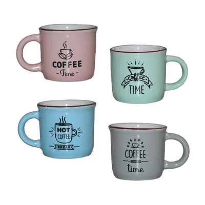Produktbild von Espressotassen Set 4-teilig Retro – 4 Keramik Espressotassen 90 ml | Spülmaschinenfestes Kaffee Tassen Set