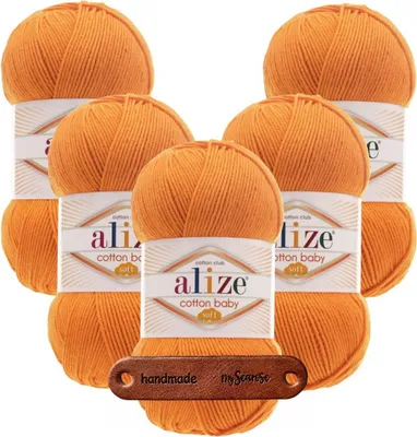 Produktbild von 5 x ALIZE Baumwolle Baby Soft 336 Orange mit Label