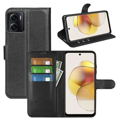 Obrázok produktu pre Pre Motorola Moto E15 / Moto G05 Leatherette Smart Book Wallet Protective Case Cover Black