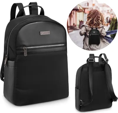 Produktbild von Zagatto Schwarzer Damenrucksack, geräumig, stylisch, urbaner Rucksack mit Laptopfach 28x15x42 cm