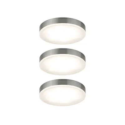 Immagine prodotto di Paulmann Set di faretti a soffitto Unity, forma rotonda, LED, 3 lampadine da 4,5W, 15VA, 230V/700mA, diametro 75mm, struttura in ferro spazzolato/metallo, diffusore in acrilico