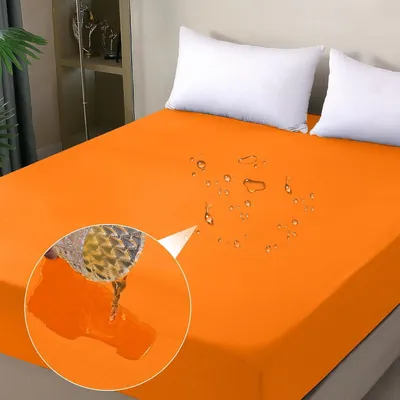 Productafbeelding van Waterdichte matrasbeschermer 180x200 cm, oranje, ademend, inlegger voor incontinentie, bescherming tegen vocht