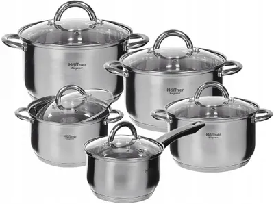 Produktbild von Hoffner Elegance 10-teiliges Stahl-Topfset für Induktion
