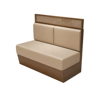 Produktbild von Esszimmerbank und Holzsofasessel mit Rattan-Design – Gastronomiemöbel für Café, Bar, Restaurant und Hotel 120x60x150cm
