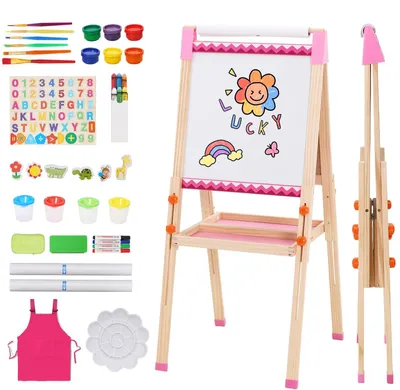 Imagen del producto de Omgoods: Pizarra para niños con diseño de doble cara y rollo de papel