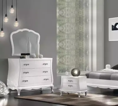 Produktbild von Kommode mit Spiegel Holz Kommoden Modernes Möbel Schlafzimmer Weiß Neu