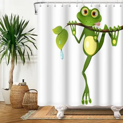 Obrázok produktu pre Vodotesná sprchová závesa, 100 % polyester, 183 x 213 cm