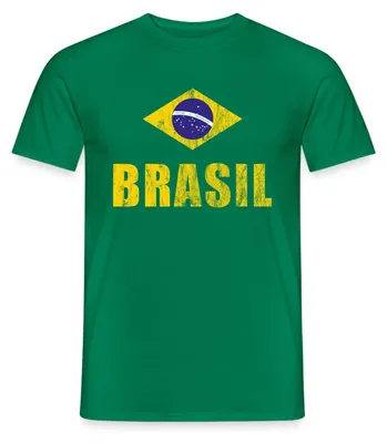 Produktbild von Spreadshirt Brasilien Fußball Retro Männer T-Shirt, XXL, Kelly Green