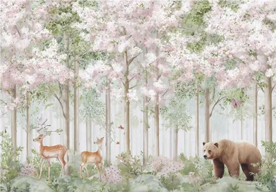 Produktbild von Fototapete Kinderzimmer Wald Tiere - 300x210 cm - inklusive kleister - Vlies Tapete Kinder - Vliestapete Modern Wandtapete - Kindertapete