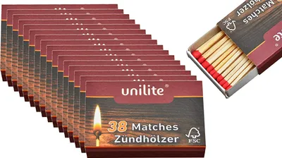 Produktbild von 20 Schachteln Unilite Zündhölzer Streichhölzer Zündholzschachtel Hölzer