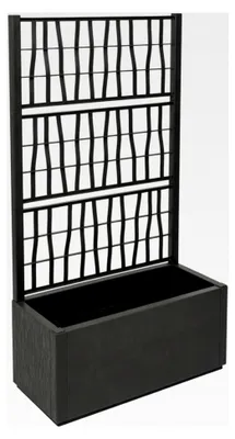 Produktbild von 2 x XL Rankgitter mit Pflanzkasten aus robustem Kunststoff, Maße BxTxH in cm: 80 x 36 x 140 cm, geeignet für Garten, Terrasse und Balkon (Anthrazit)