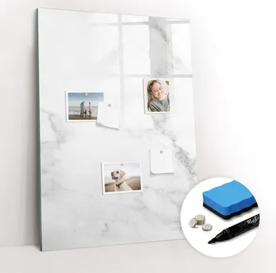 Produktbild von Magnetpinnwand Memoboard - Zubehörsatz - Schwarzer Marker + Schwamm + Magnete - 70 x 100 cm - Marmor