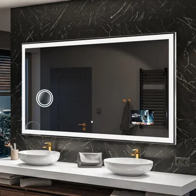 Produktbild von Artforma Badspiegel SMART 140x70 cm - mit LED Beleuchtung - LED Farbe Kaltweiß 7000K - Individuell Nach Maß - Beleuchtet Wandspiegel Lichtspiegel Badezimmerspiegel | Lichtschalter: Touch Schalter |SLED001