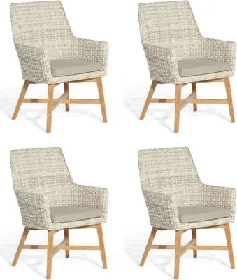Produktbild von Sonnenpartner 4x Garten-Sessel Helios white-coral Gartenstuhl Teakholz/Polyrattan