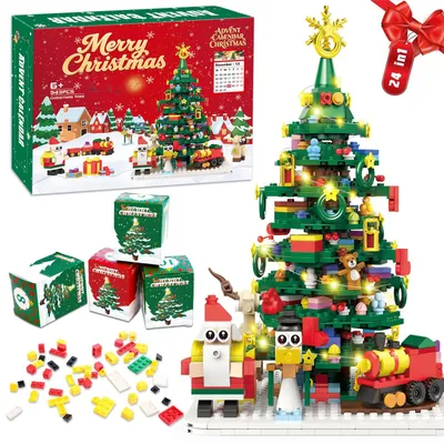 Imagen del producto de Calendario de Adviento 2026 Árbol de Navidad Set de Bloques de Construcción Navideños con Luz LED