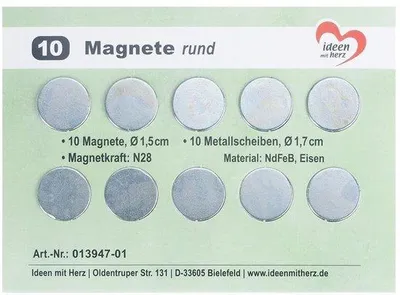 Obrázek produktu pro Malé kulaté magnety, 10 kusů, Ø 1,5 cm, kov
