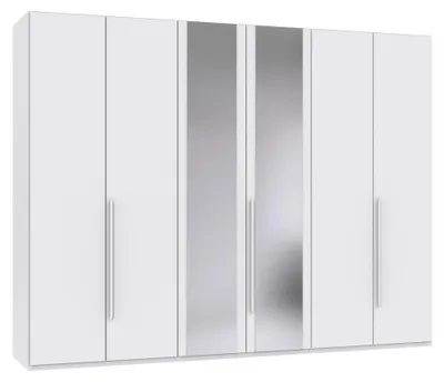 Produktbild von Drehtürenschrank >LONDON< inkl. Inneneinteilung, WEISS / SPIEGEL - 270x208x58cm (BxHxT)