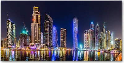 Produktbild von Tulup® Leinwandbild - 140x70 cm - Wandkunst - Drucke auf Leinwand - Leinwanddruck  - Landschaften - Mehrfarbig - Dubai in der Nacht