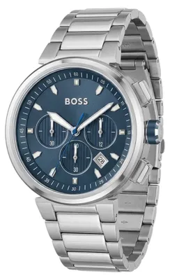 Produktbild von Hugo Boss One Herrenuhr Chronograph silber blau HB1513999