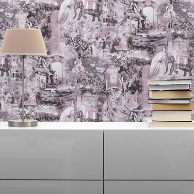 Produktbild von TADESSI Tapete Vintage M1-No.1694 Vliestapete Rosa Lila Orientalisch Tiere Wohnzimmer Schlafzimmer Küche