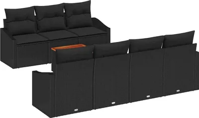 Produktbild von vidaXL Gartensofa-set 8 stk. Schwarz Poly-Rattan
