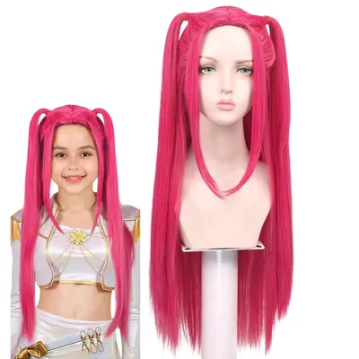 Produktbild von K-Pop Band Kinder Perücke | Rumi Mira Zoey | Demon Hunter | Komplettes Set für Mädchen | Anime Karneval | viele Größen | Perücke Pink Onesize