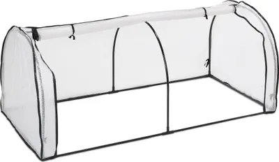 Obrázok produktu pre Chladiaci rám Relaxdays, VxŠxH: 80 x 100 x 200 cm, PE fólia, železo, dvere na zips, zvýšený kryt lôžka, biela/čierna