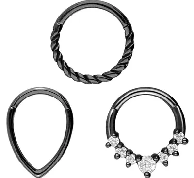 Produktbild von Ohrpiercing, Nasenpiercing, Septum Piercing SET Chirurgenstahl Segmentring Clicker MIX