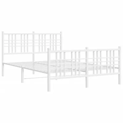 Obrázek produktu pro Kovový rám postele s hlavovým a nožním čelem bílý 140 x 190 cm