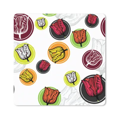 Produktbild von MuchoWow® Mauspad Mousepad Tulpe - Blumen - Muster 20x20 cm - Mousepads - Maus Mat - Pad - Mausunterlage - Desk Mat - Bureauartikeln