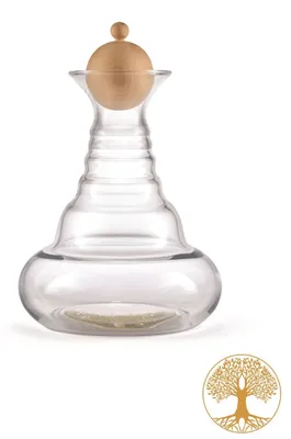 Produktbild von Karaffe Alladin 1,3l Gold - Lebensbaum – Zirbenholzdeckel - mundgeblasen