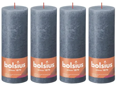 Immagine prodotto di set di 4 candele a colonna - Altezza 19 cm - Diametro 6,8 cm - Rustico - Blu ortensia