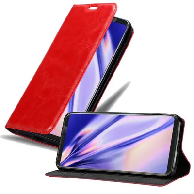 Produktbild von Cadorabo Case for LG V35 in APPLE RED Pouzdro na mobilní telefon s magnetickým zavíráním, funkcí stojánku a slotem na kartu Kryt pouzdra Ochranné pouzdro Kryt pouzdra Book Flap Style